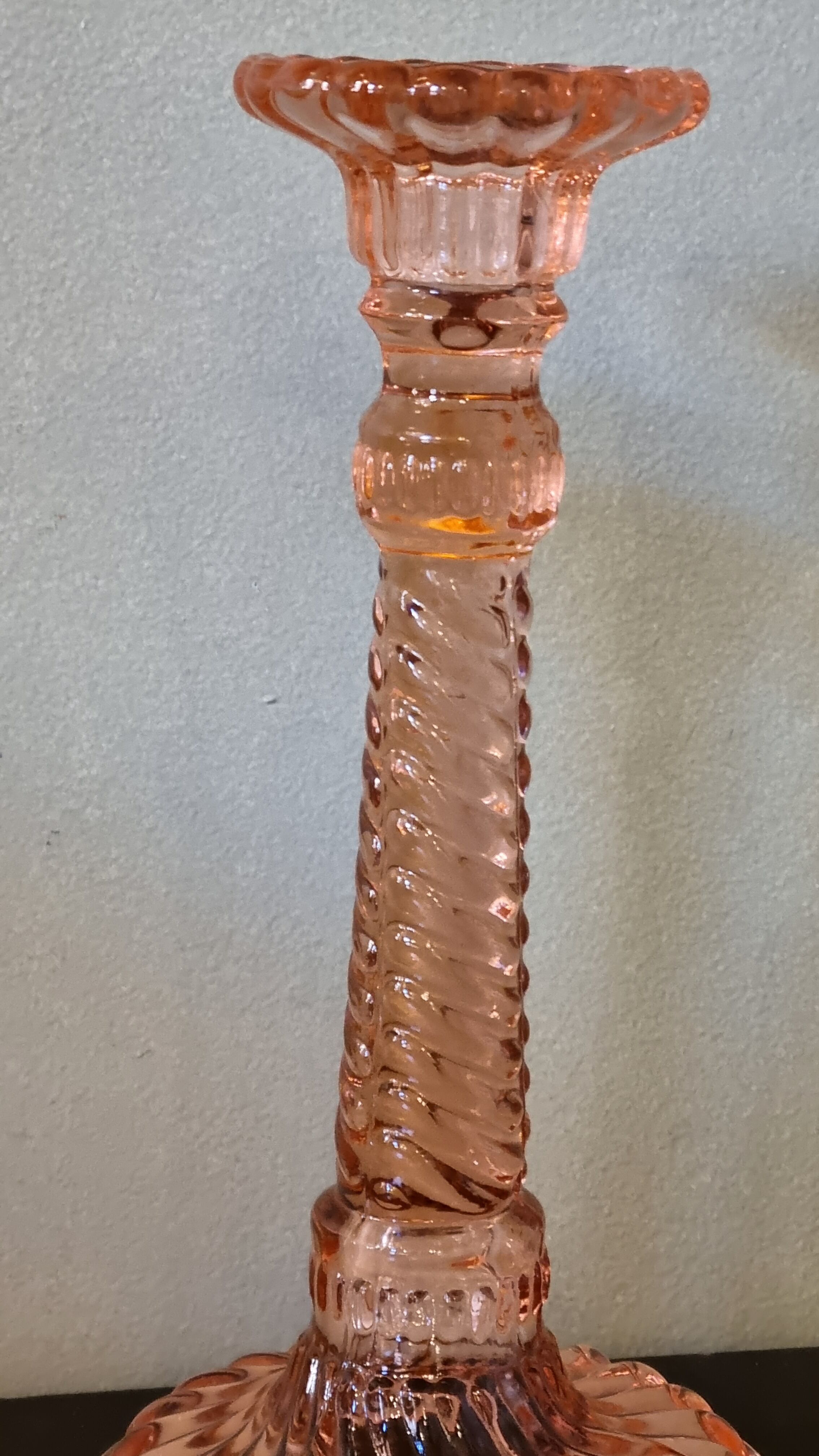 Pair of glass candle holders