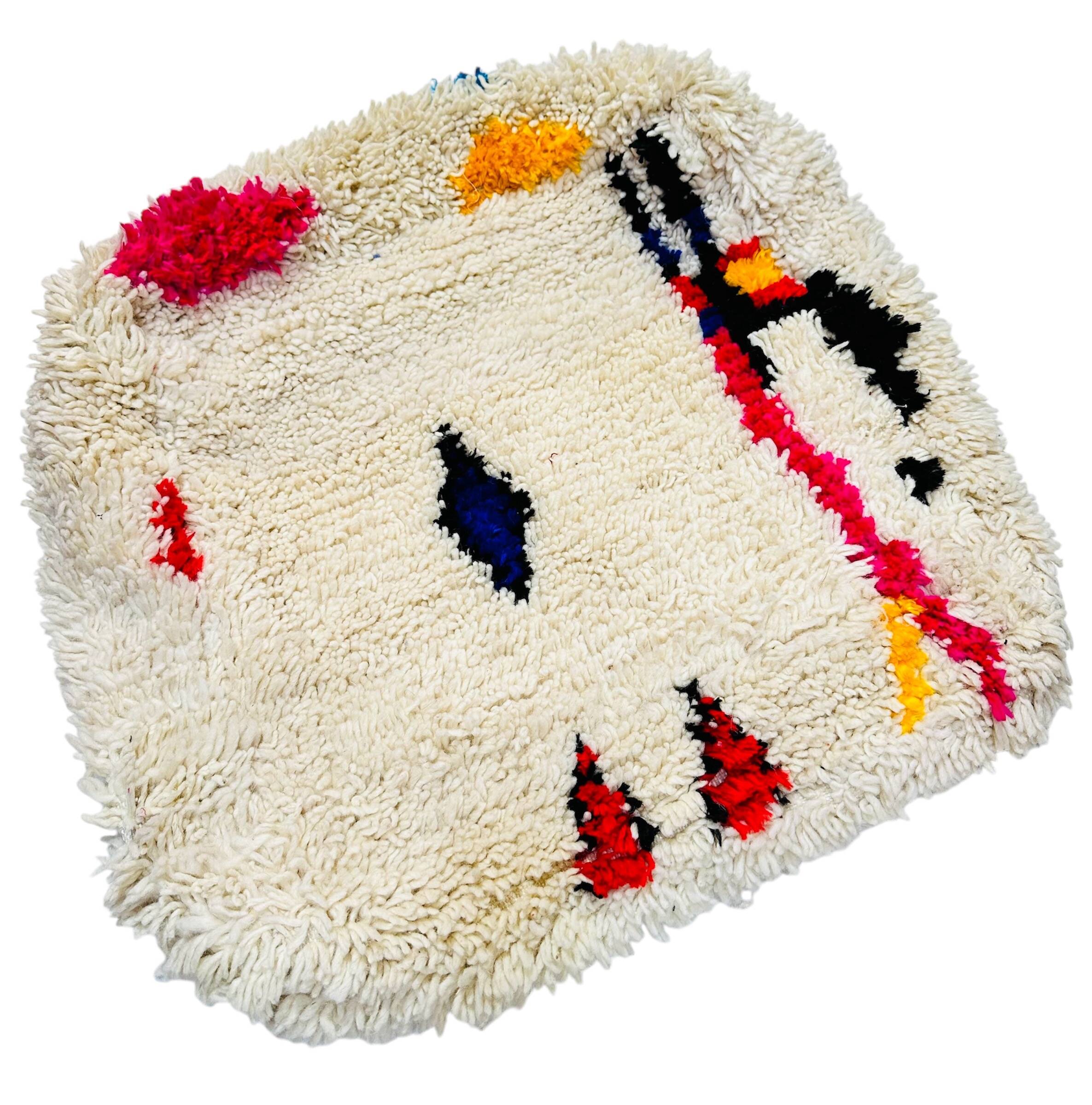 Berber floor cushion, Beni ouarain, Boujaad, Azilal Moroccan pouf pure wool 60 x 60 x 20 cm