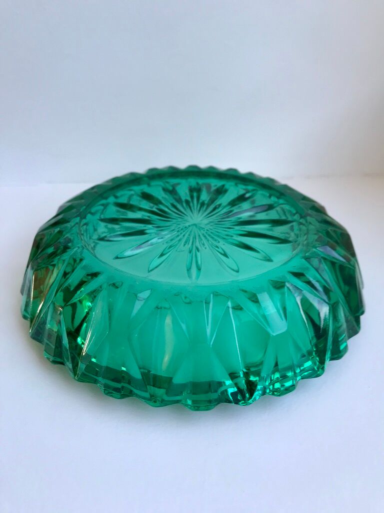 Green glass ashtray 60s-70s