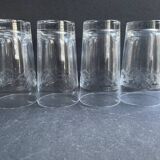4 Engraved crystal fruit juice glasses