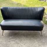 Mid-century sky black cocktail sofa, 1950s