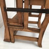 Chaise   escabeau bibliothèque en chêne années 50-60