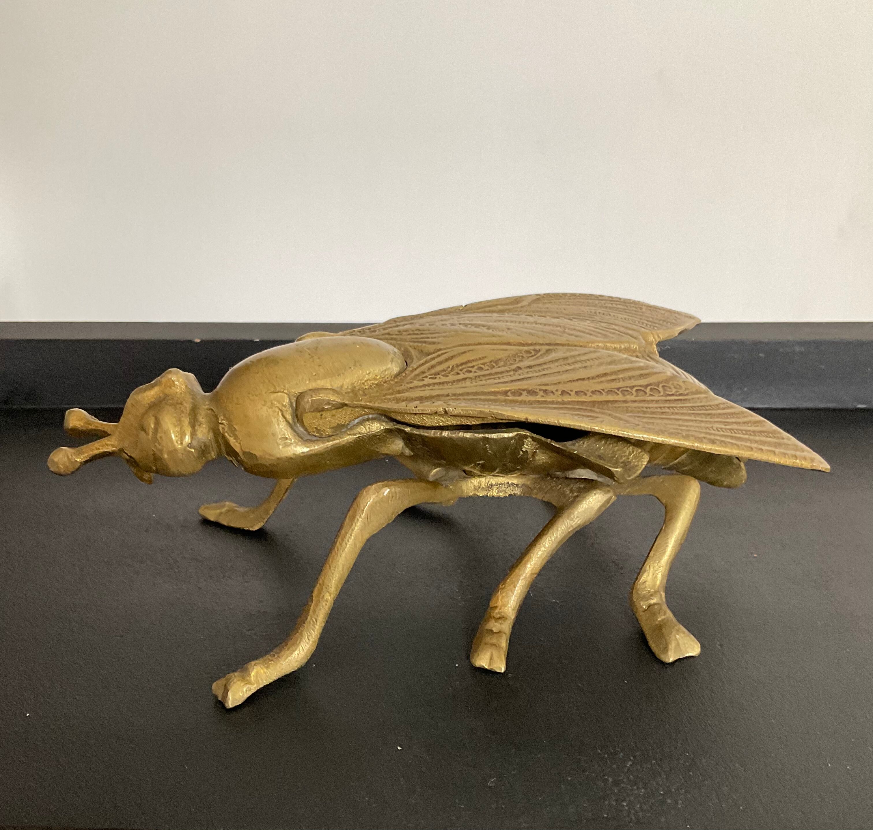 Vintage ashtray 70s bronze fly