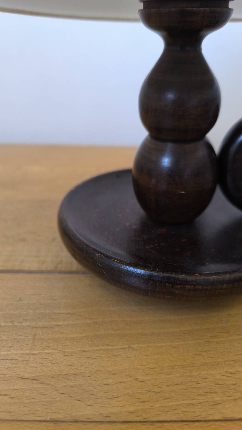 Turned wood table lamp