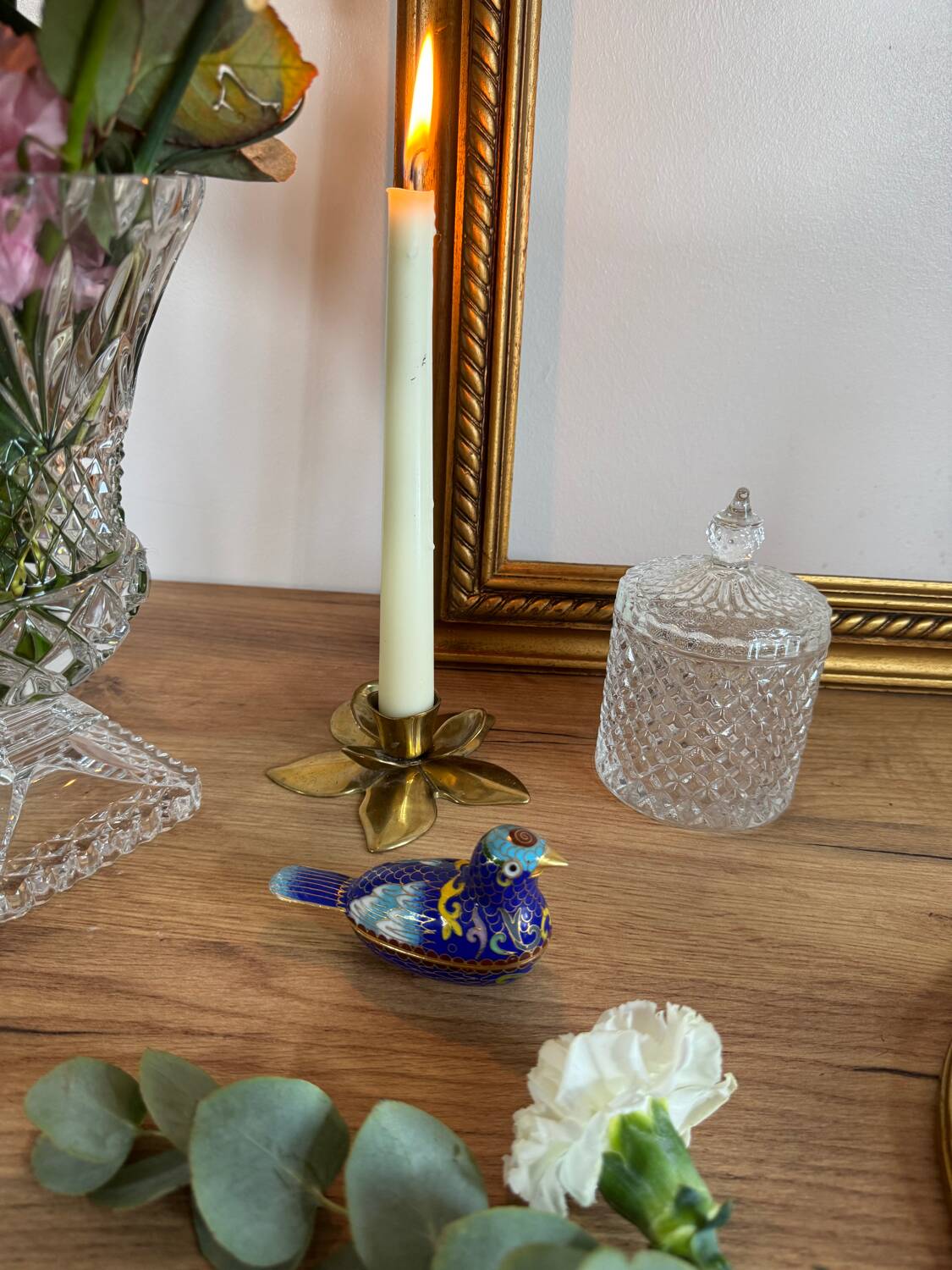 Enamelled brass bird box