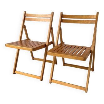 Chaises pliantes hêtre années 70