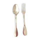 Silver metal spoon and fork nickelid 1868