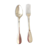Silver metal spoon and fork nickelid 1868