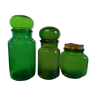 Trio de flacons d'apothicaire en verre vert