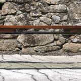 Vintage rectangular coffee table 1970 chrome, wood & smoked glass