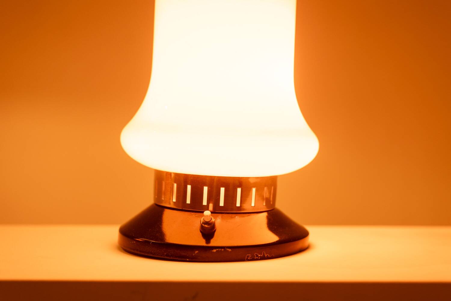 Pair of orange glass lamps. 1970s.