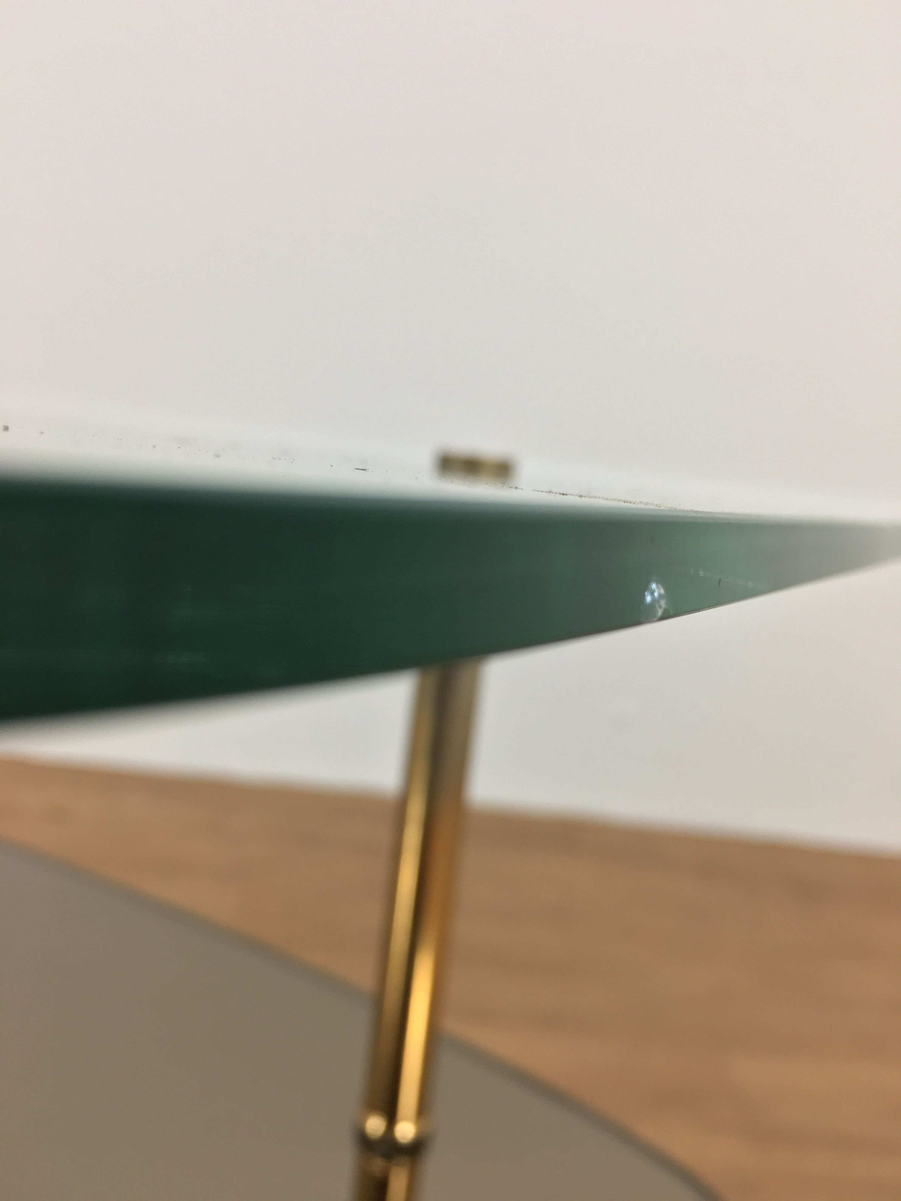 Double tray coffee table glass and gold metal 50s