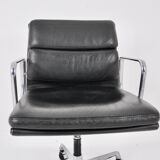 Black leather Soft Pad Chair by Charles & Ray Eames for ICF, 1970S