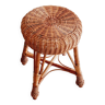 Tabouret en osier et bois