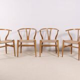 4x Hans J. Wegner CH24 Oak Wishbone Chair, 1980s