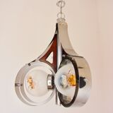 Mazzega Murano pendant lamp, Italy, 1970s – chrome and art glass