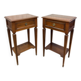 Louis XVI style bedside tables in mahogany
