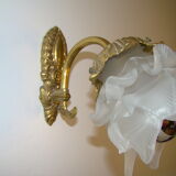 Pair of tanned sconces and glass paste