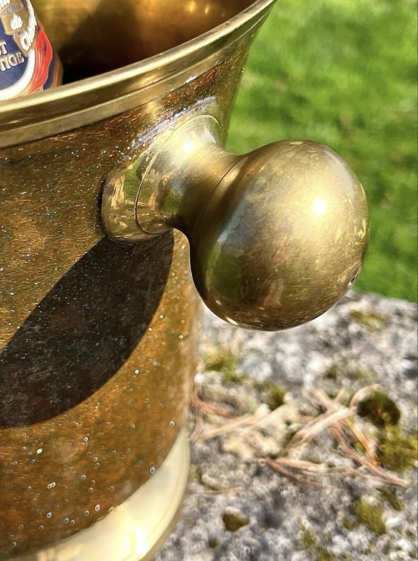 Brass Enamel Cloisonne cooler, French Floral Champagne Ice Bucket