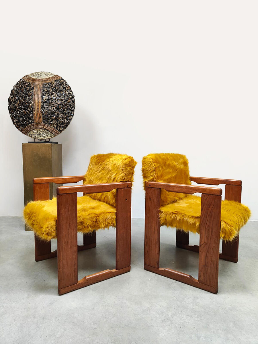 Italian vintage dining chairs 'Fluffy' Tobia & Afra Scarpa
