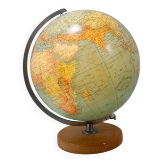 Illuminated vintage glass globe - Columbus, 1960s
