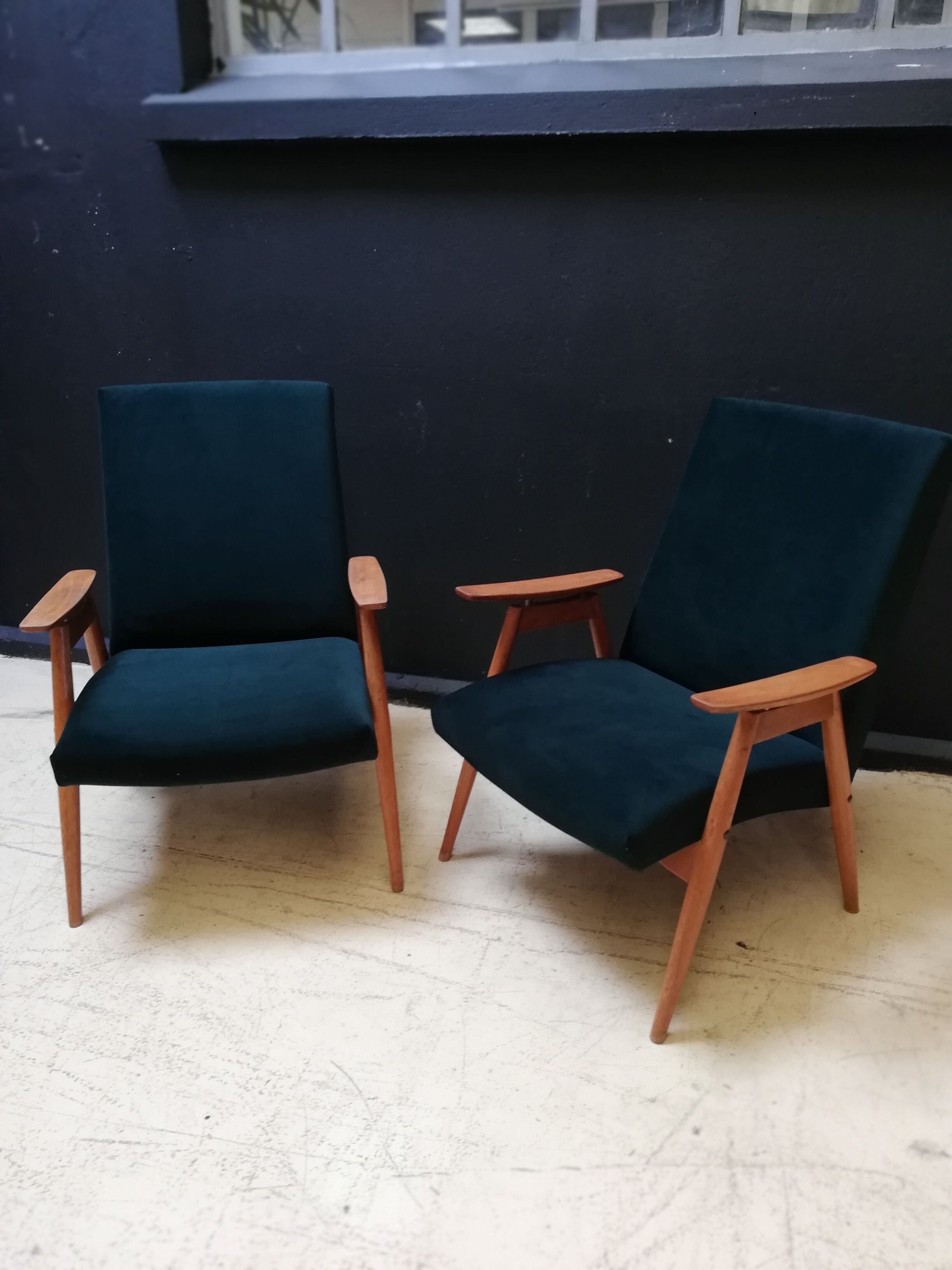 Pair of vintage Czech armchairs (Jiroutek), art deco style, 1960