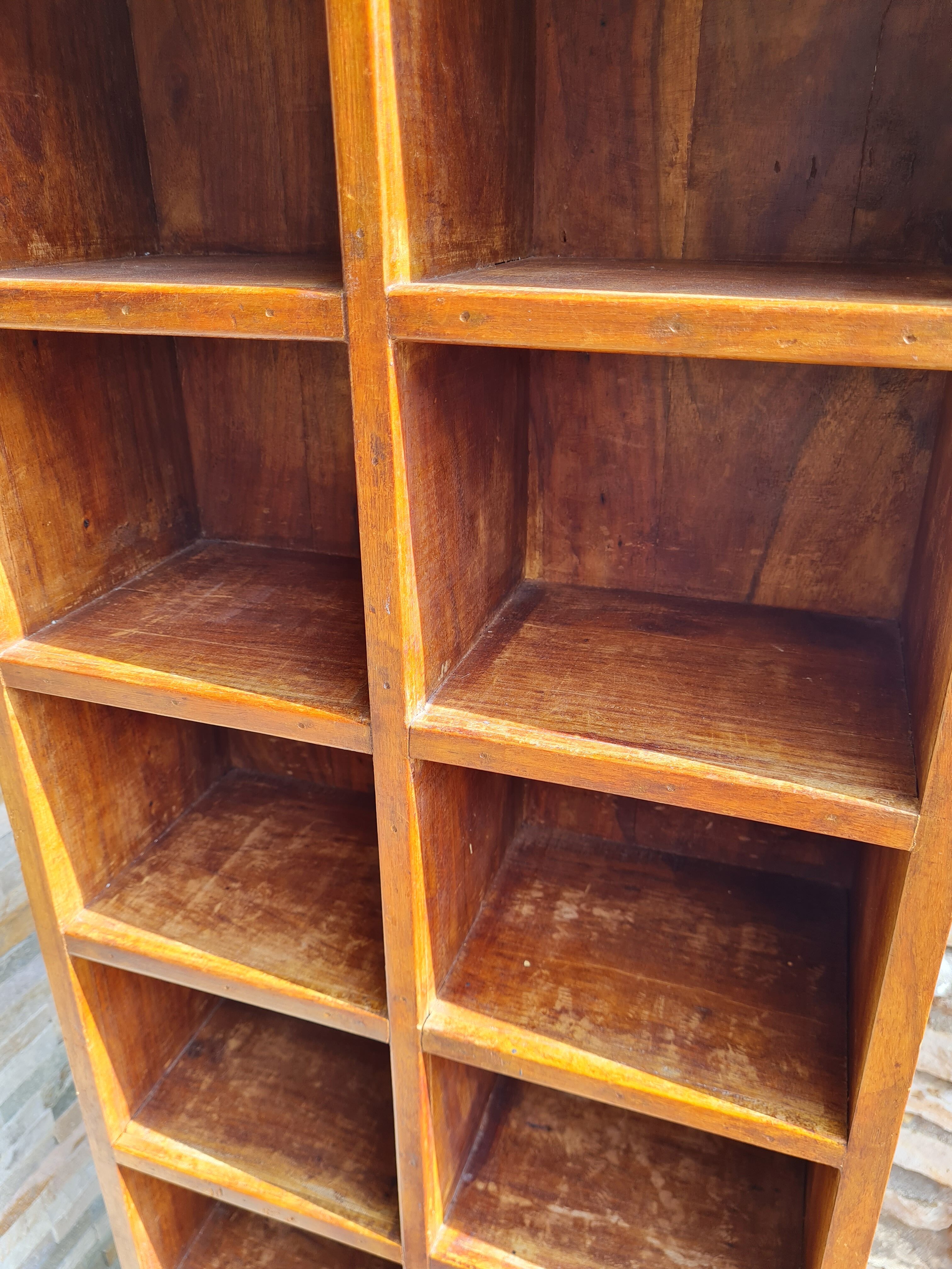 Furniture of 16 lockers in vintage solid wood