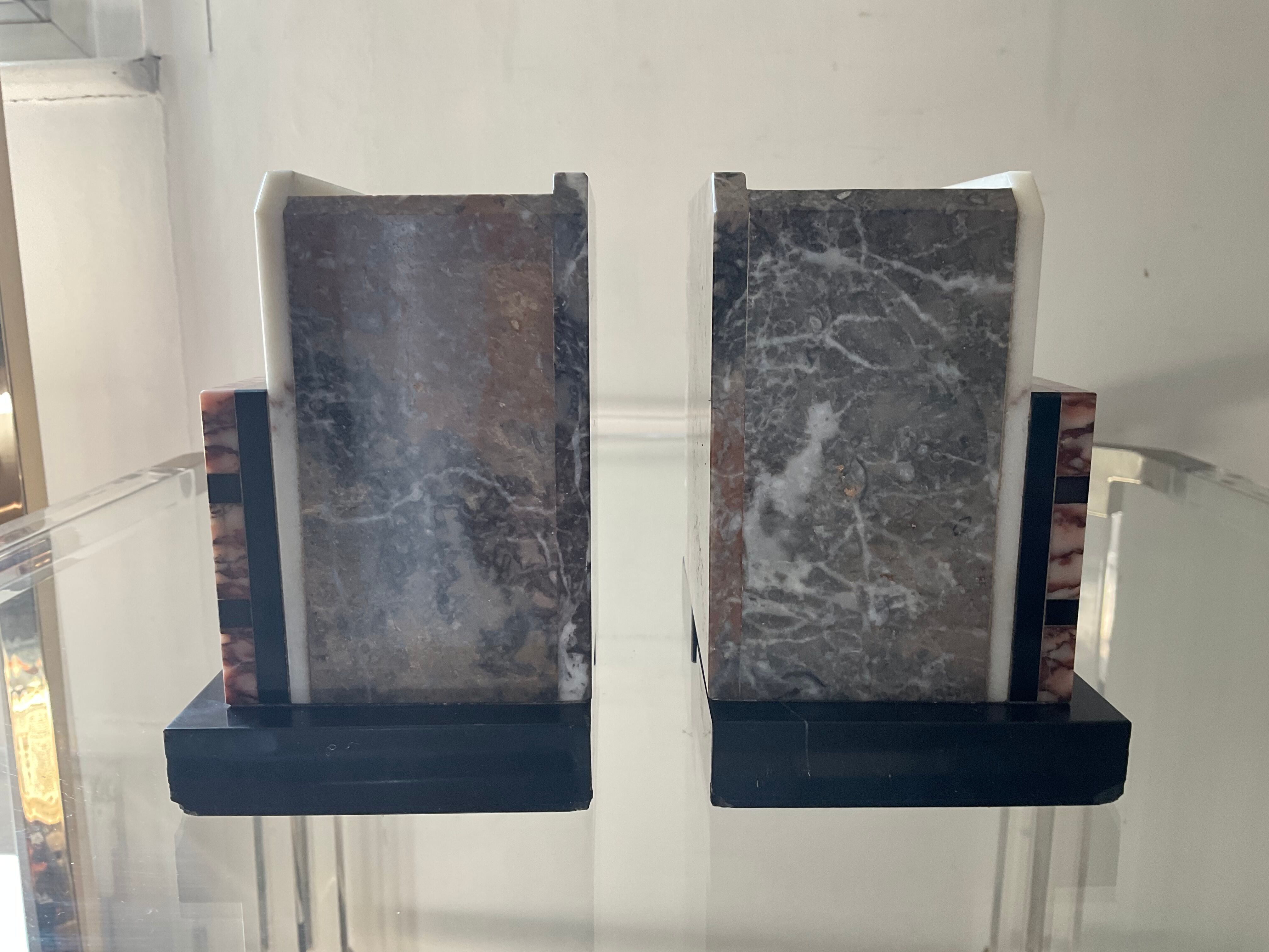 Pair of Art Deco marble bookends