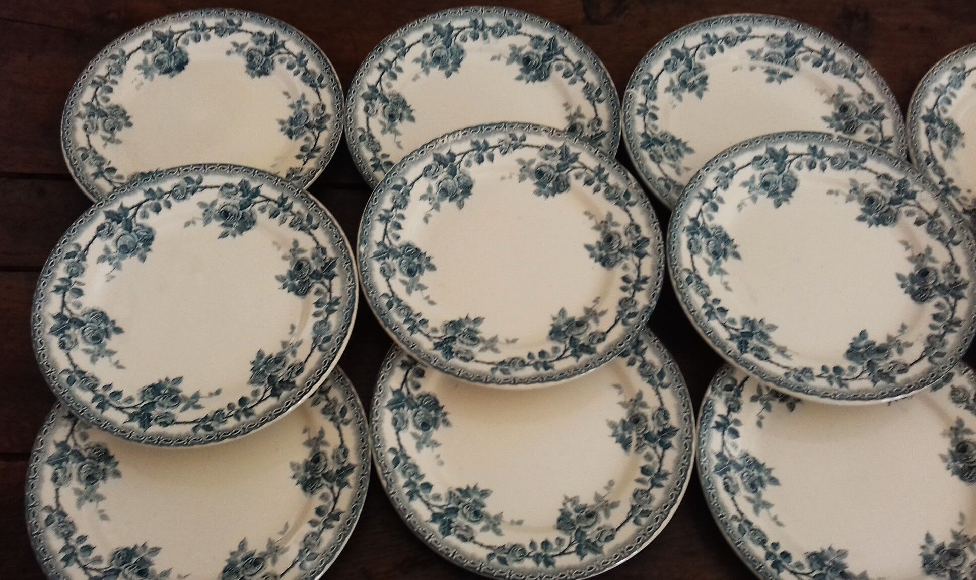 Lot 12 Flat Plates Iron Land Choisy the King Roses Blue Boulenger