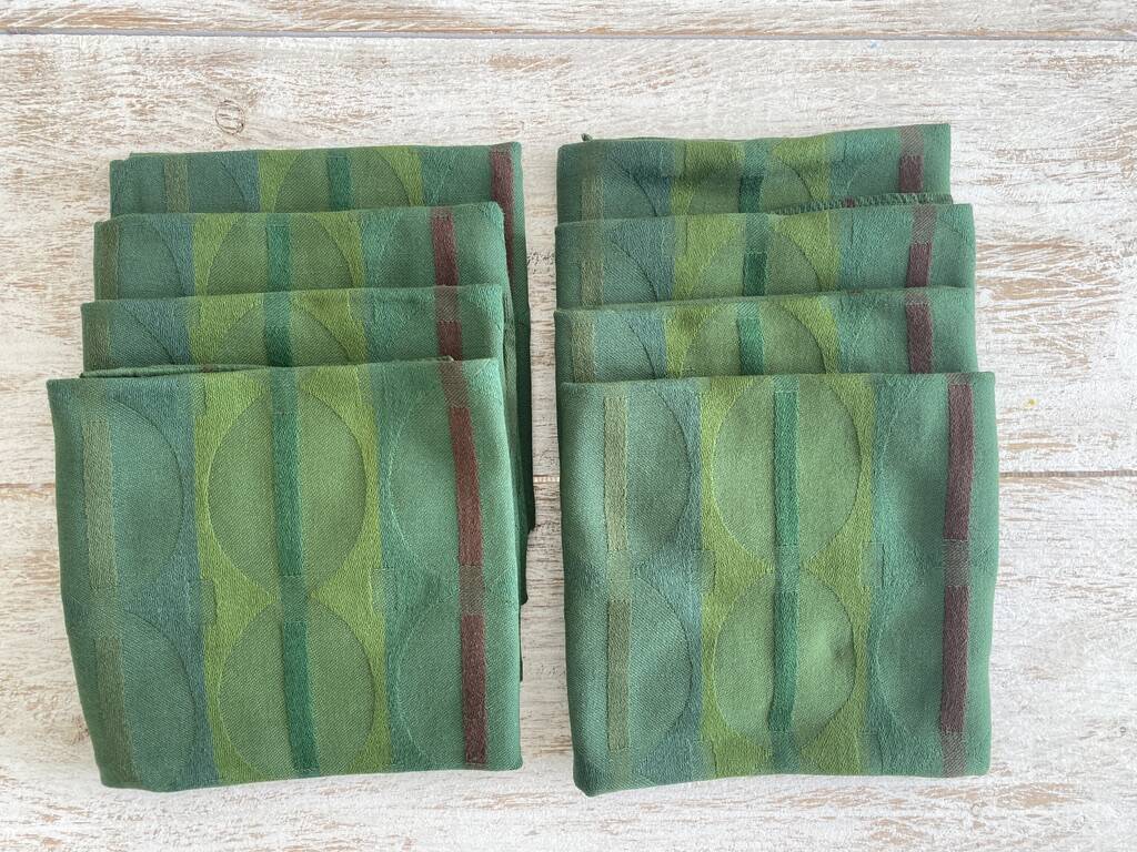 8 damask checkered napkins - cotton - 50x50 cm