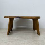 Brutalist solid wood side table /stool , 1970s
