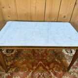 Louis XVI style coffee table in Carrara marble with toupie legs