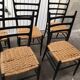 Set of 7 blackened wooden chairs, 1960s vintage