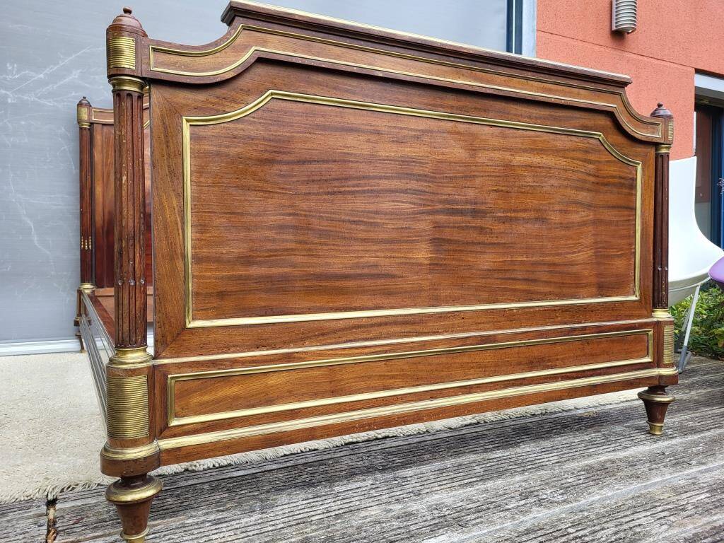 Napoleon bed in mahogany and gilded brass, Empire style