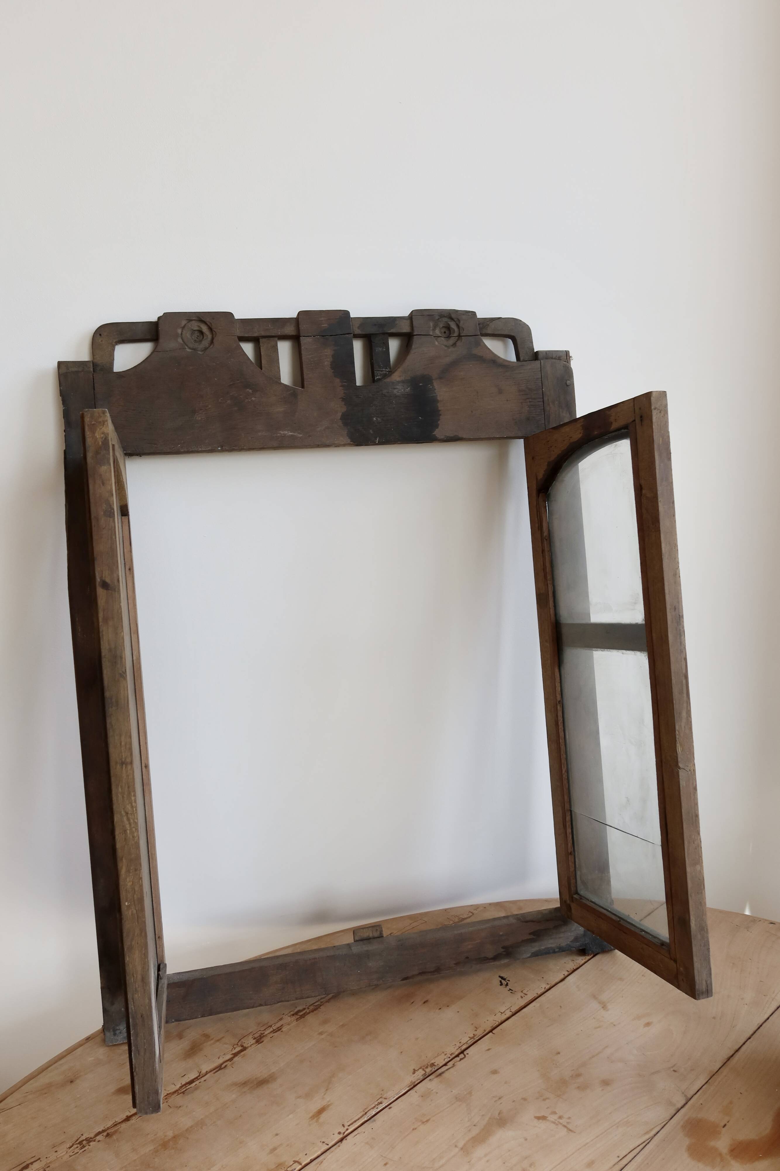 Old wooden double display window