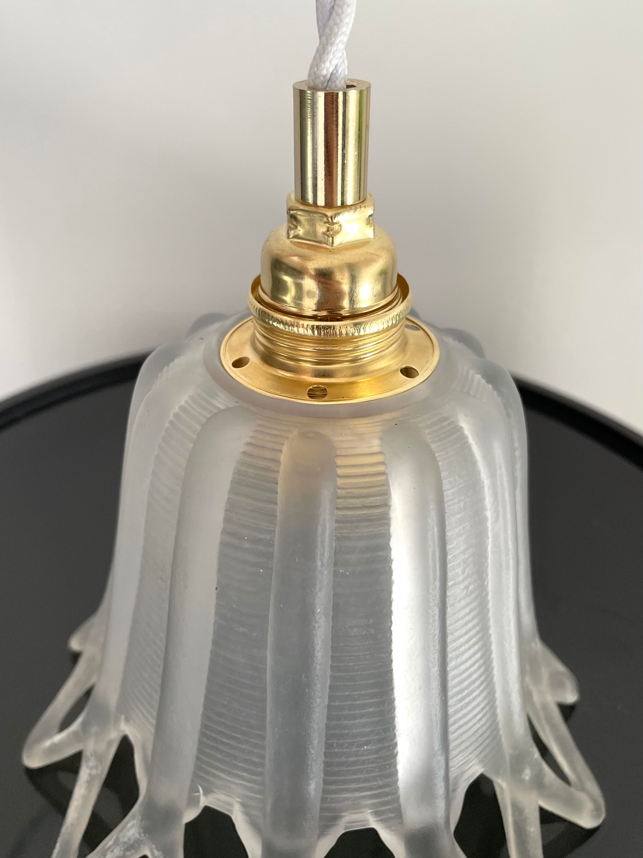 Vintage carved glass lamp