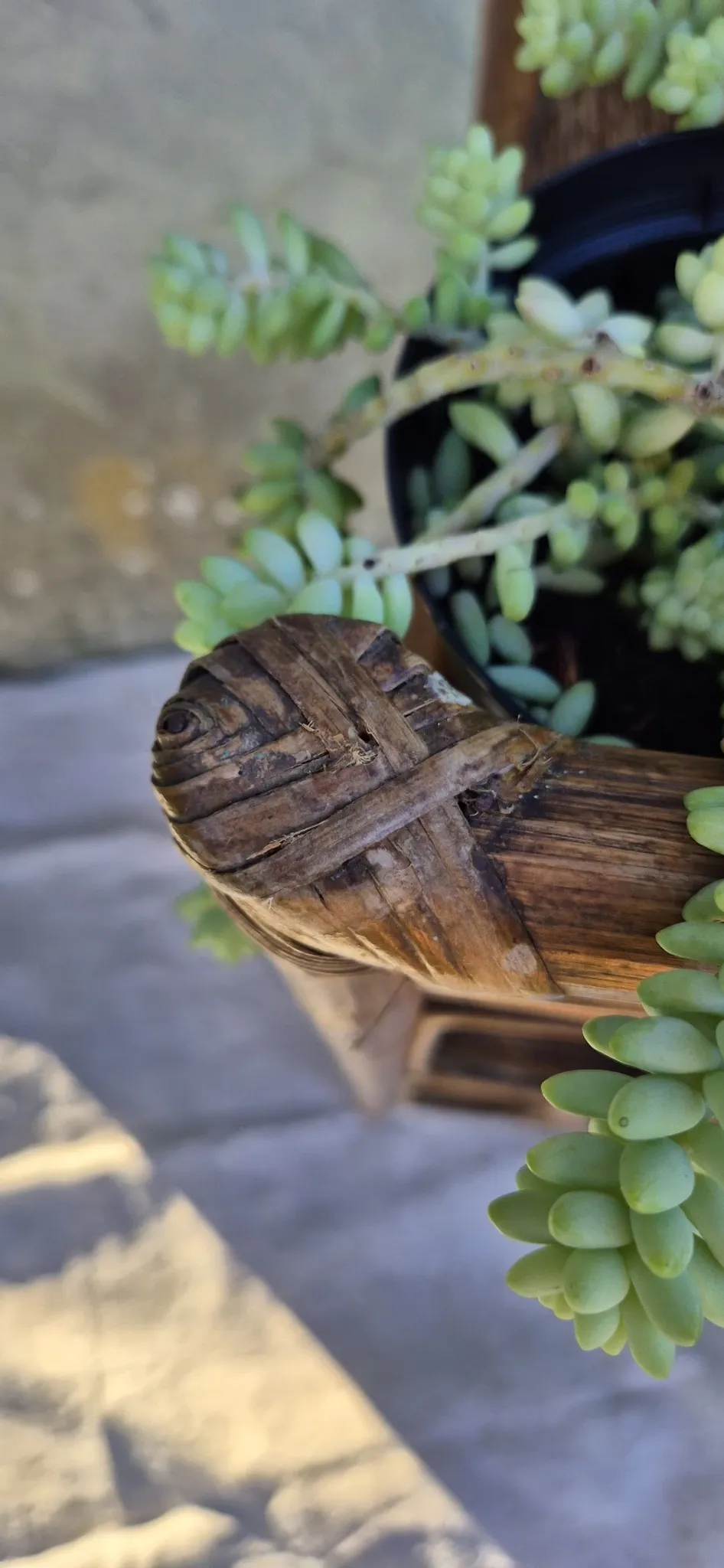 Set of 2 vintage bamboo rattan bedside shelves
