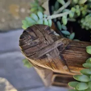 Set of 2 vintage bamboo rattan bedside shelves