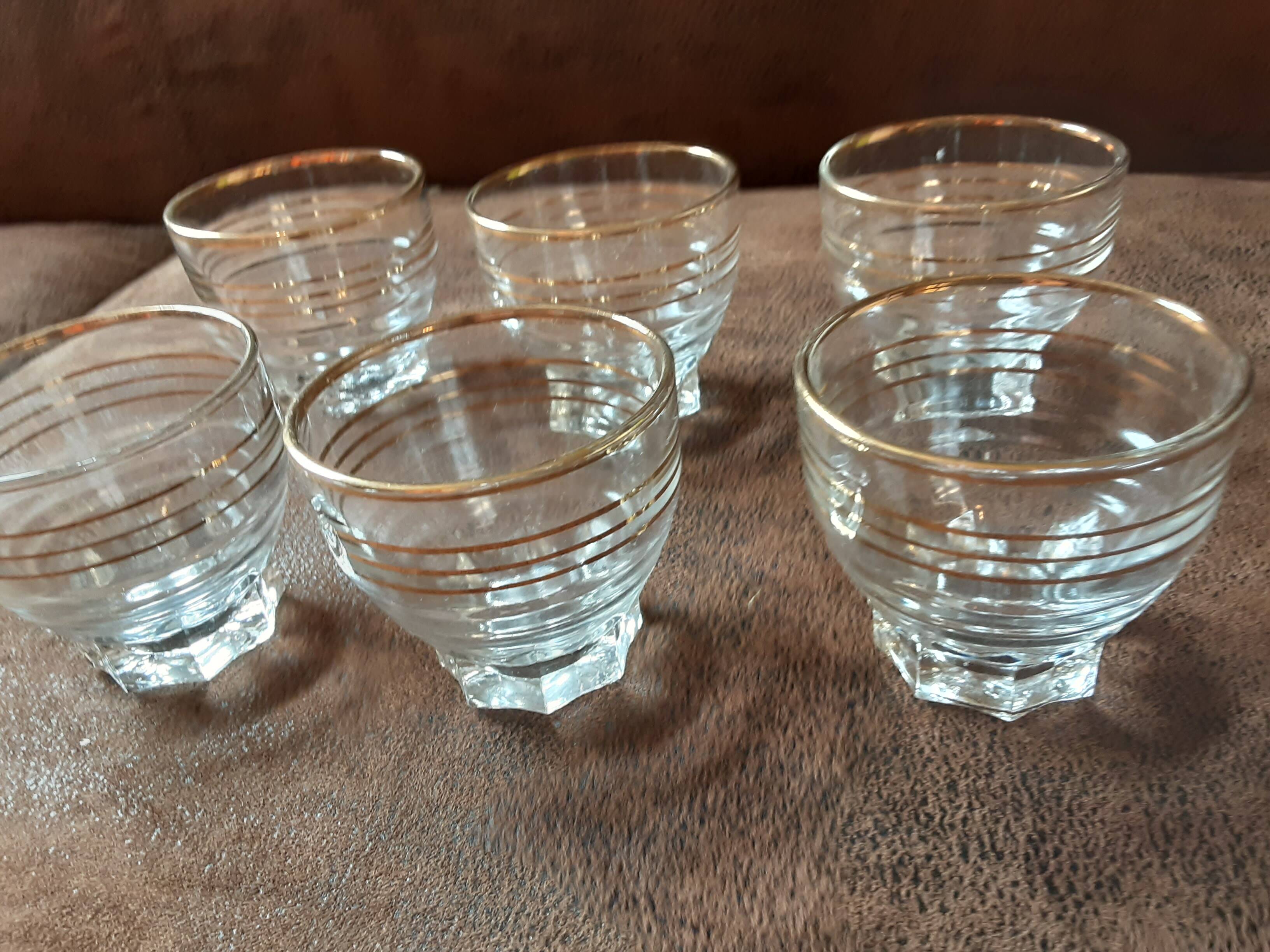 Set of 6 crystal digestive glasses