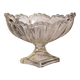 Oval glass fruit bowl on a stand.