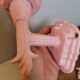 Set of 2 vintage pastel pink enamelled cast iron wall lamps