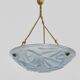 Old degue chandelier, 1-burner art deco washbasin pendant light, in blue glass paste. signed degué