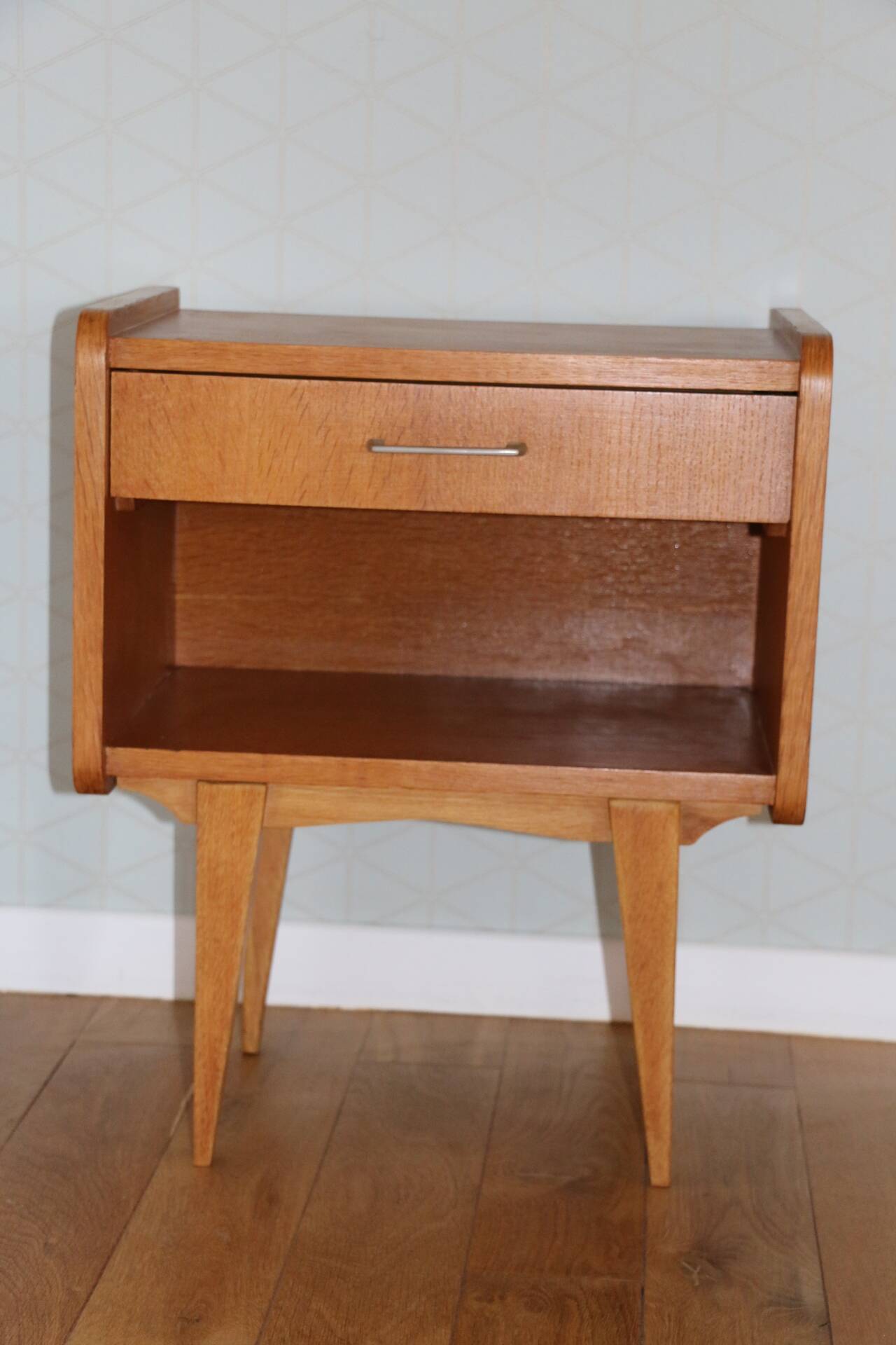 Oak bedside table with drawer, 1960