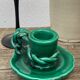 Vallauris candle holder in vintage green ceramic 1970