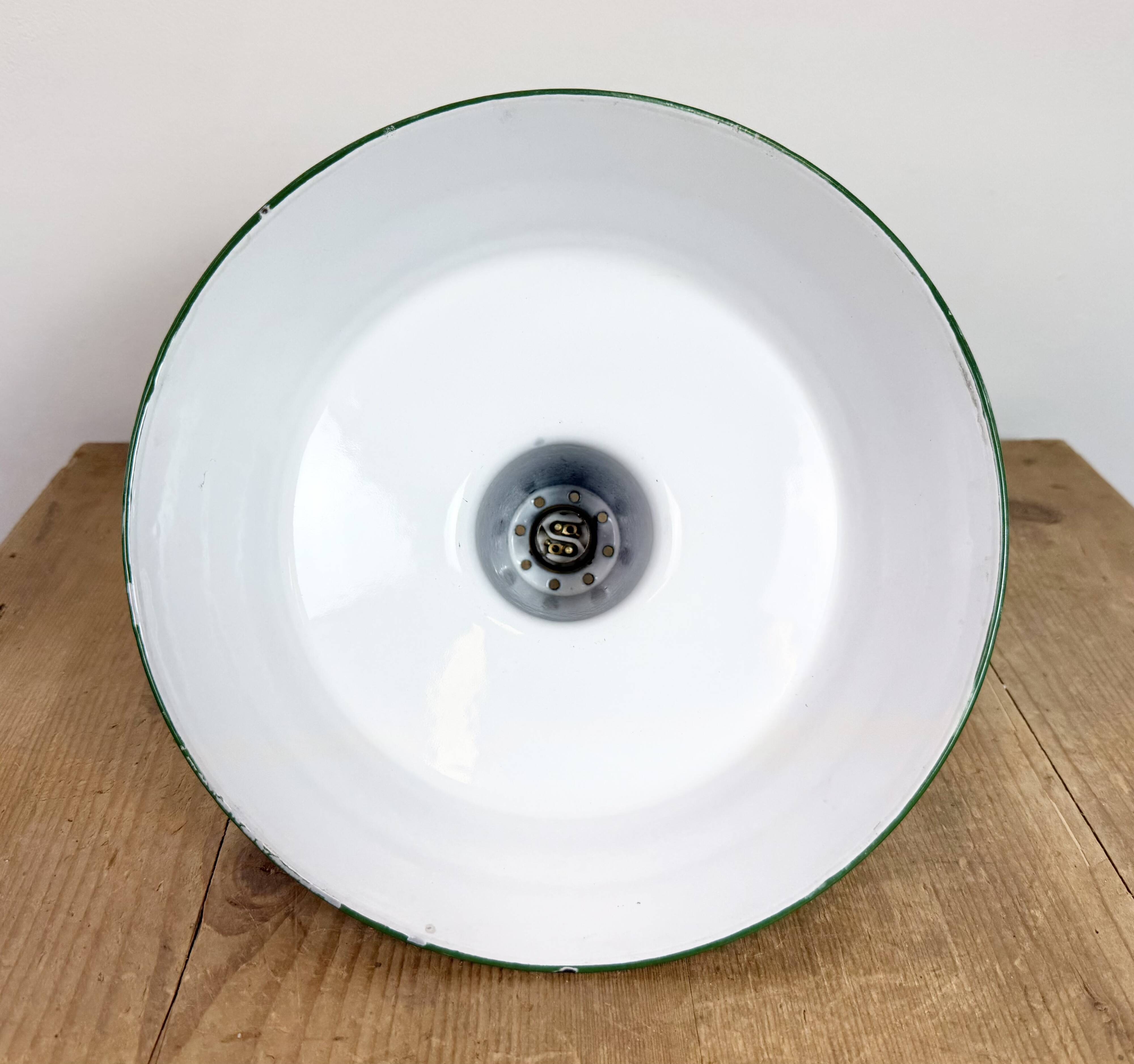 Industrial Green Enamel Factory Pendant Lamp from Revo, 1950s
