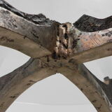 Bronze Brutalist coffee table with glass top
