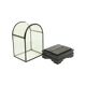 Small ancient chinese bell jar display curved glass black wooden base 21cm