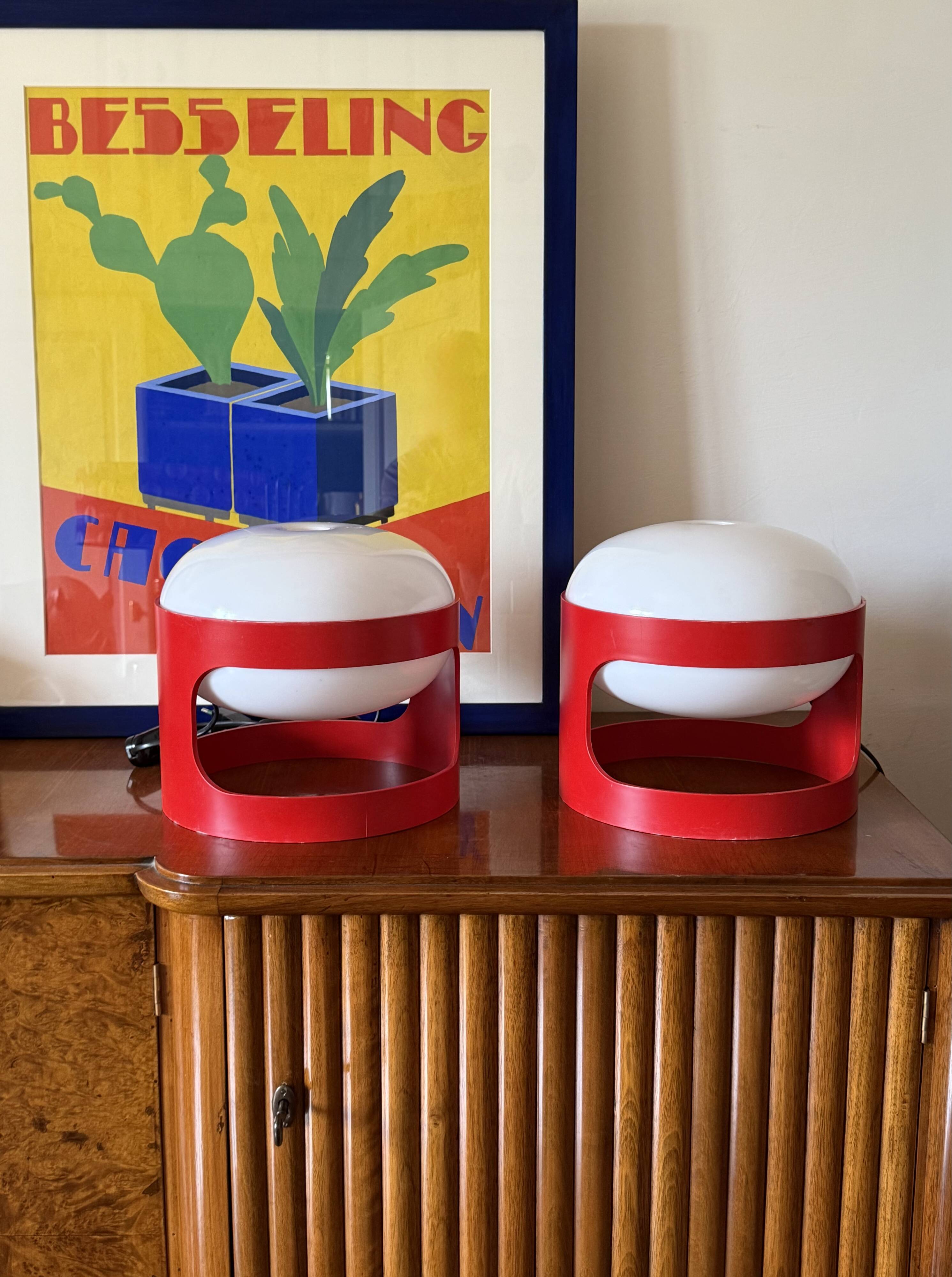 Joe Colombo, space age set of 2 mod. KD27 table lamps, Kartell Italy 1970s
