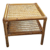 Table basse vintage en rotin et bambou 