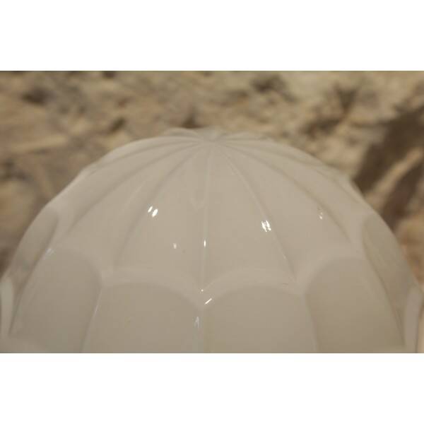 Chrome metal lamp with glass globe, Art Deco style, 20th century period.